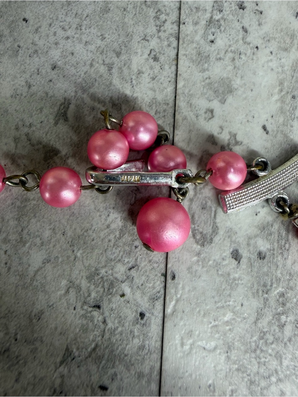 Vintage Japan Pink Necklace And Earring Set Signed Jewelry Lot Clip On / Hook - Picture 5 of 5